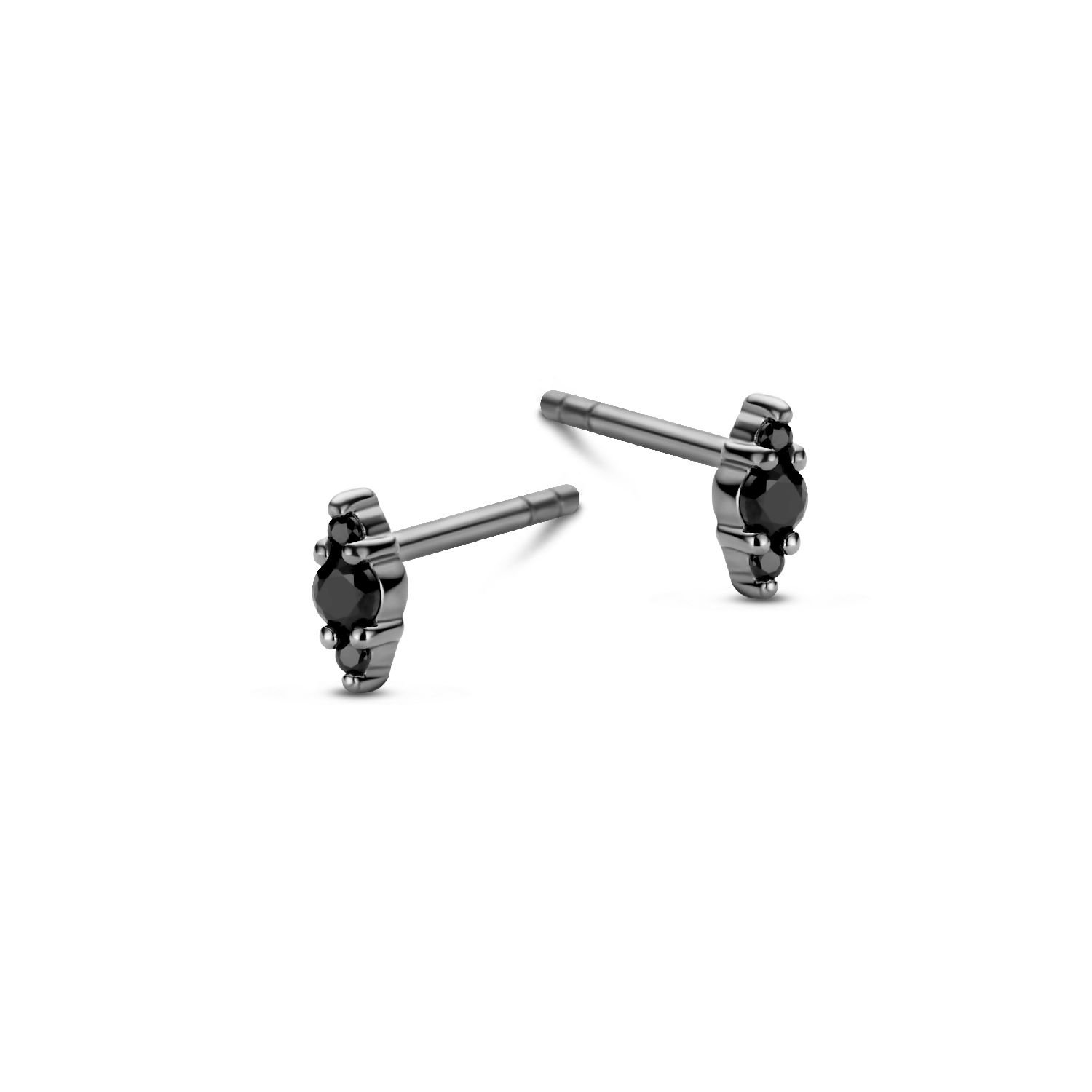 SpiritIcons Beauty Ohrstecker für Damen, 925 Silber, geschwärzt mit Zirkonia, schwarz