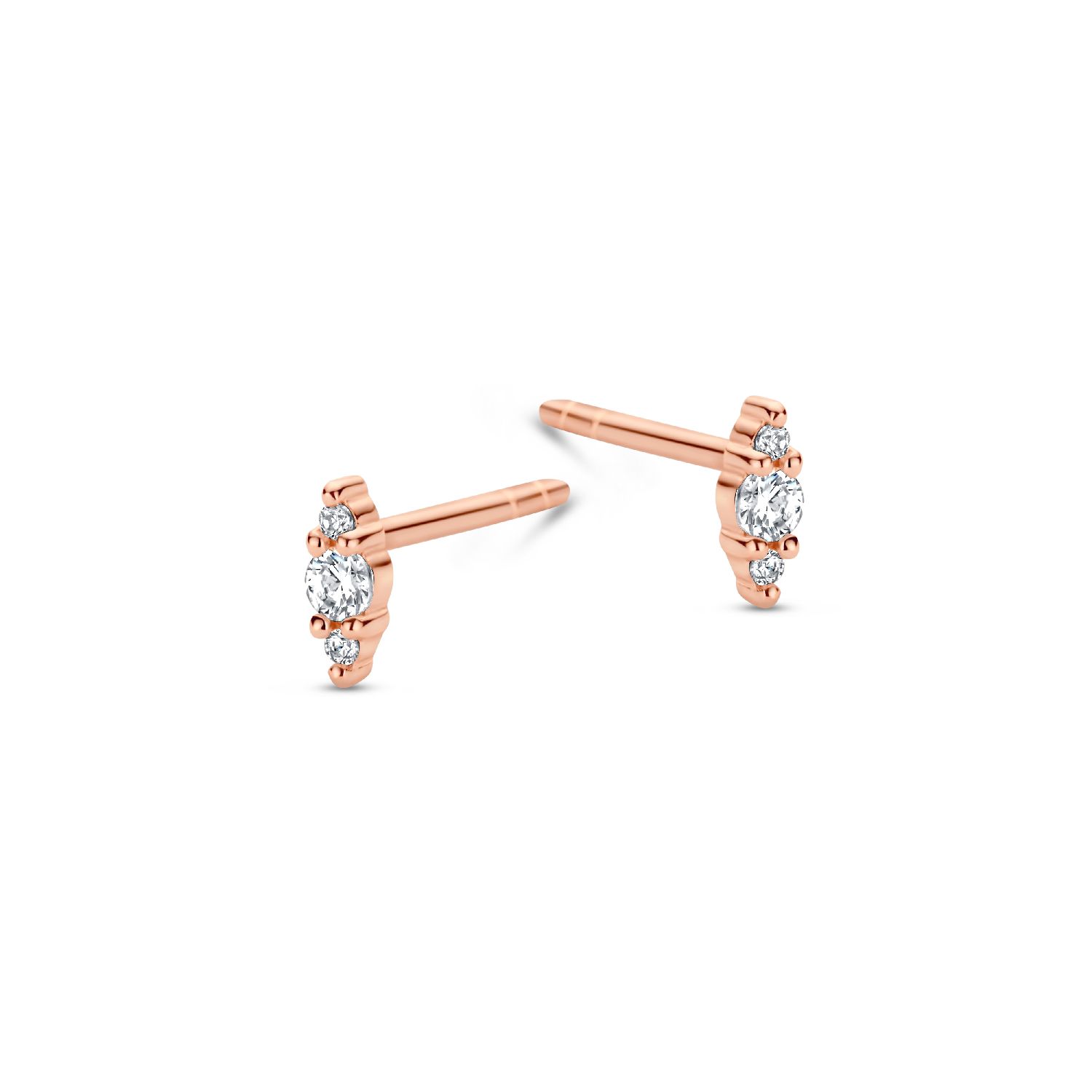 SpiritIcons Beauty Ohrstecker für Damen, Roségold, Zirkonia, 925 Silber