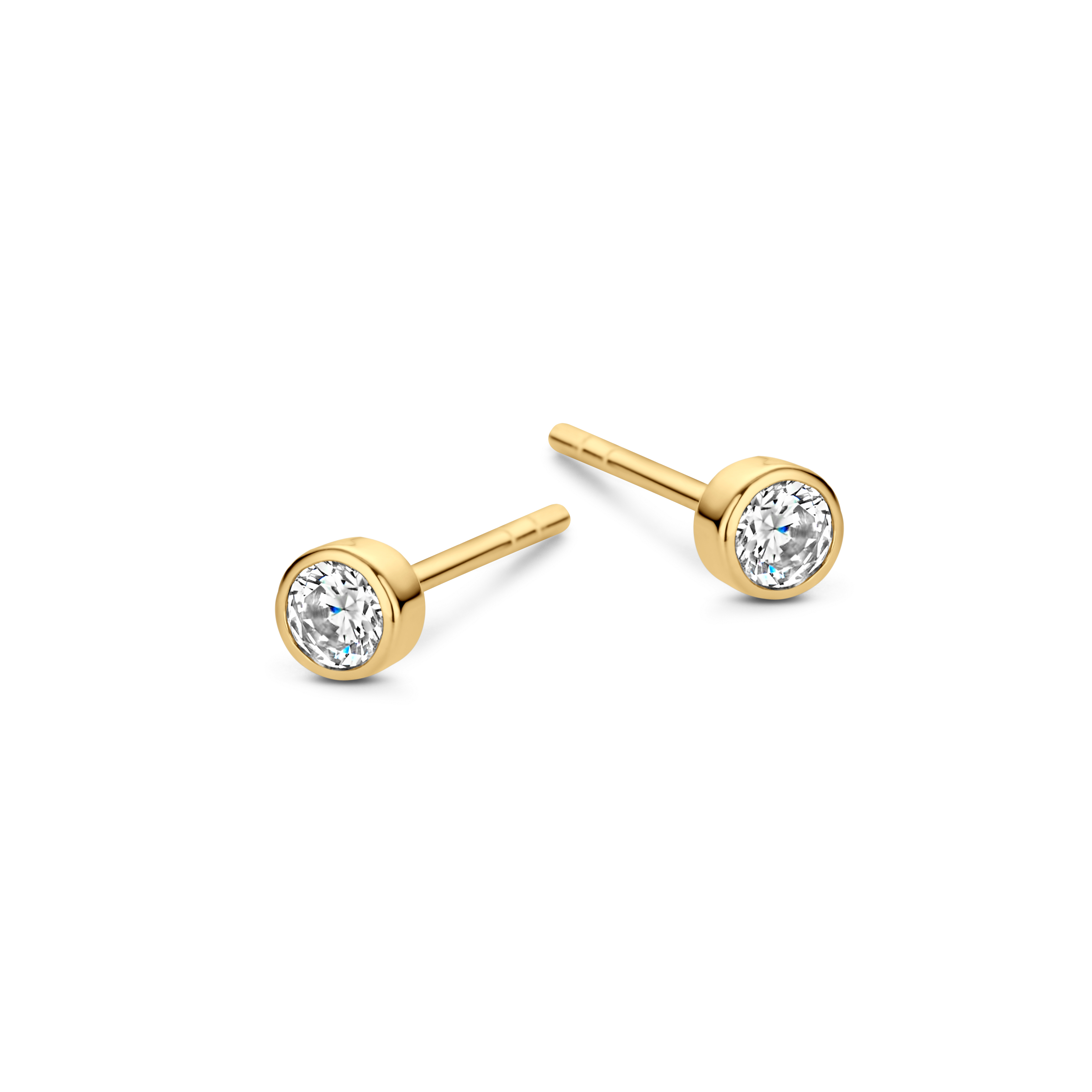 SpiritIcons Vega Ohrstecker 925 Silber vergoldet, 3,5mm Zirkonia, Damen, gold