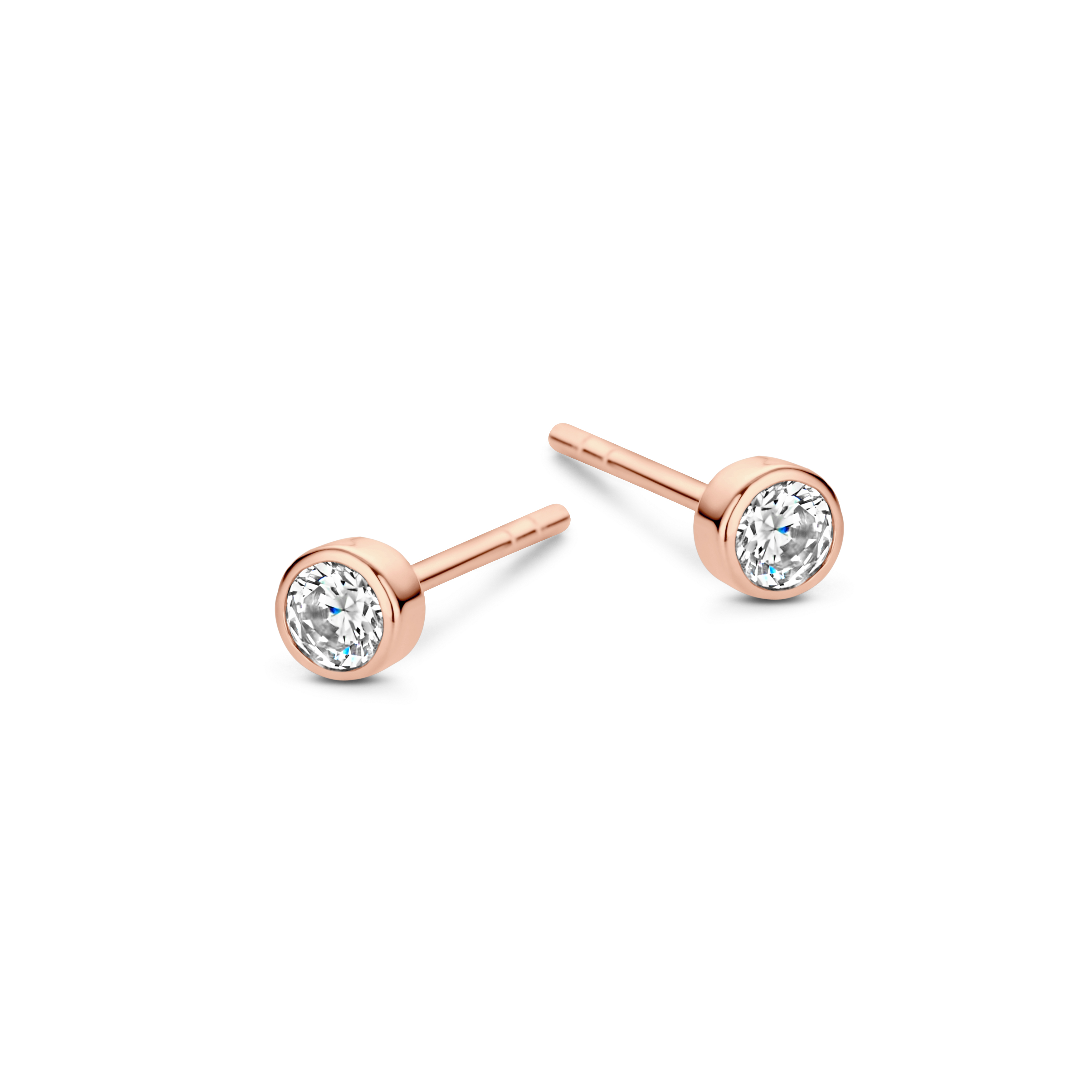 SpiritIcons Vega Ohrstecker für Damen, 925 Silber rosé vergoldet, 3,5mm Zirkonia