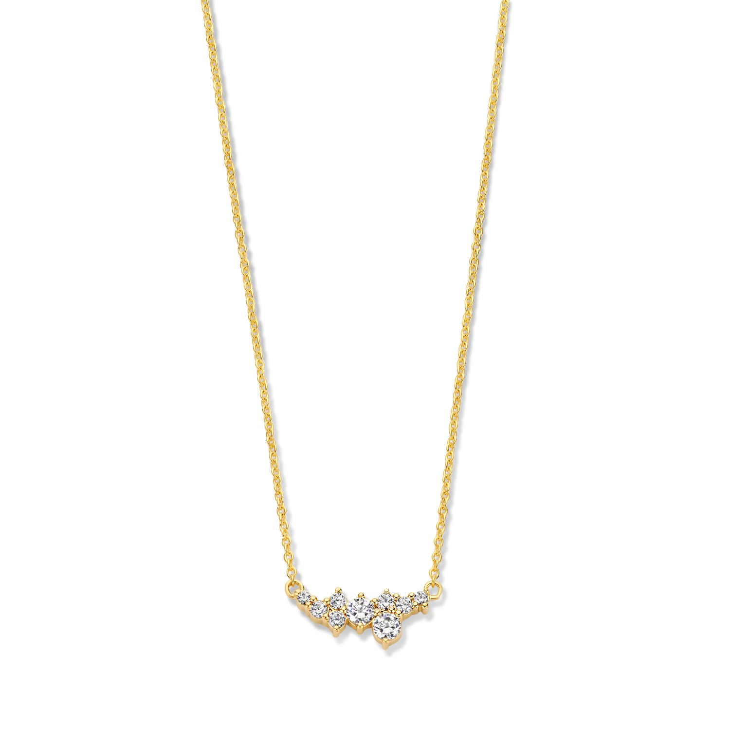 SpiritIcons Damen Collier mit Zirkonia, 925 Silber vergoldet, 42/45cm
