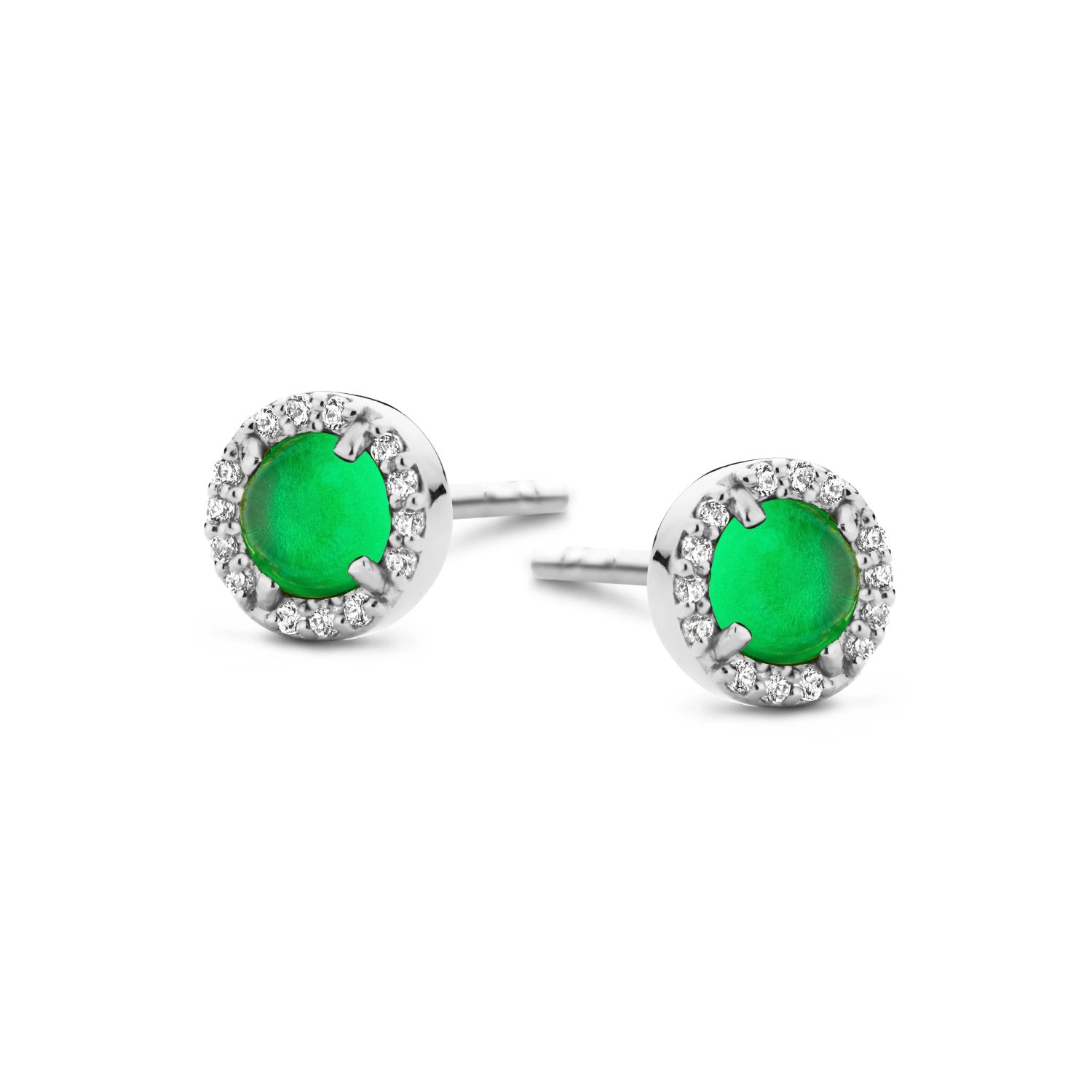 SpiritIcons Euphoria Ohrstecker 925 Silber, Damen, grüner Zirkonia, Ø 6,3mm