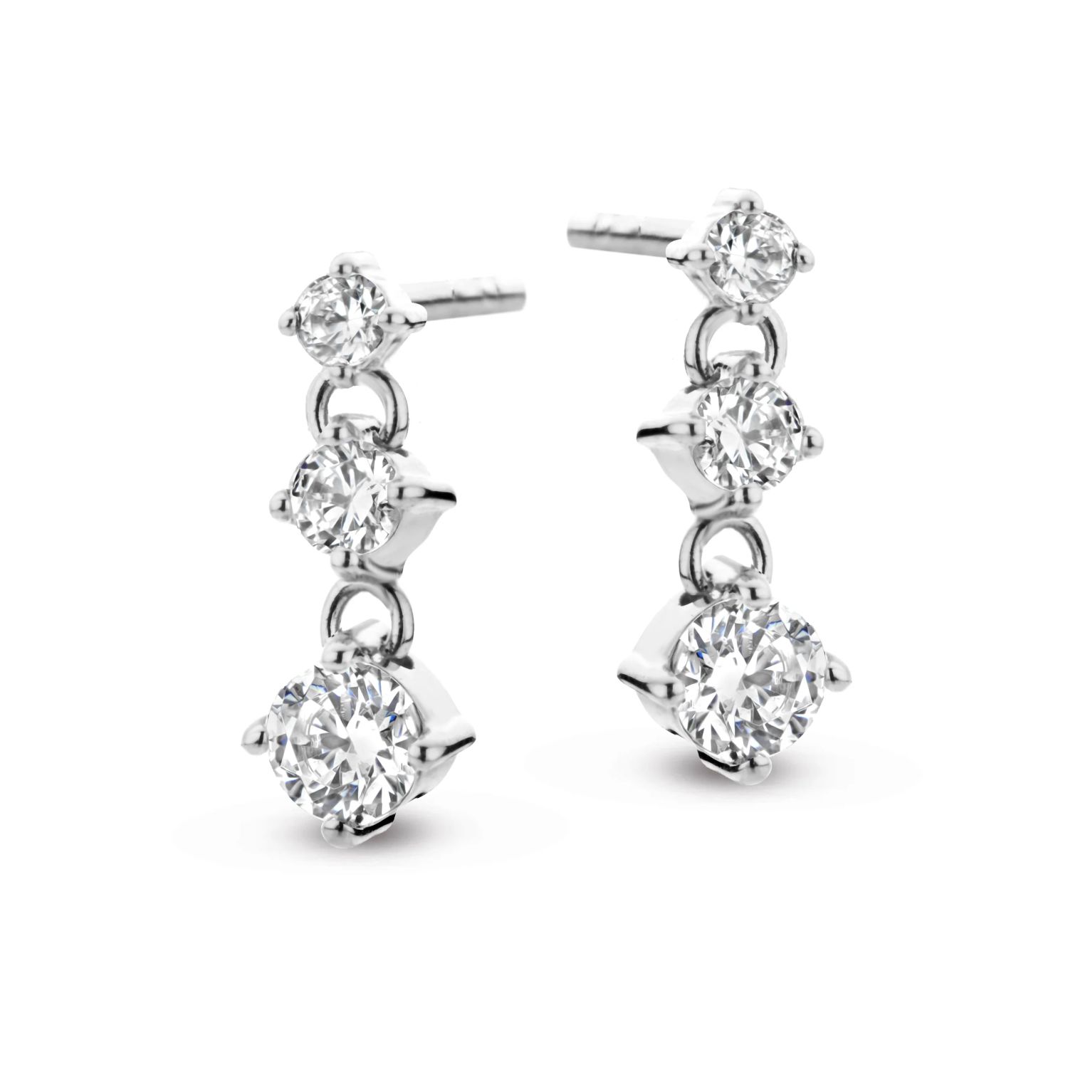 SpiritIcons Damen Ohrhänger 925 Silber mit Zirkonia, 13x4,5mm - Silberfarben