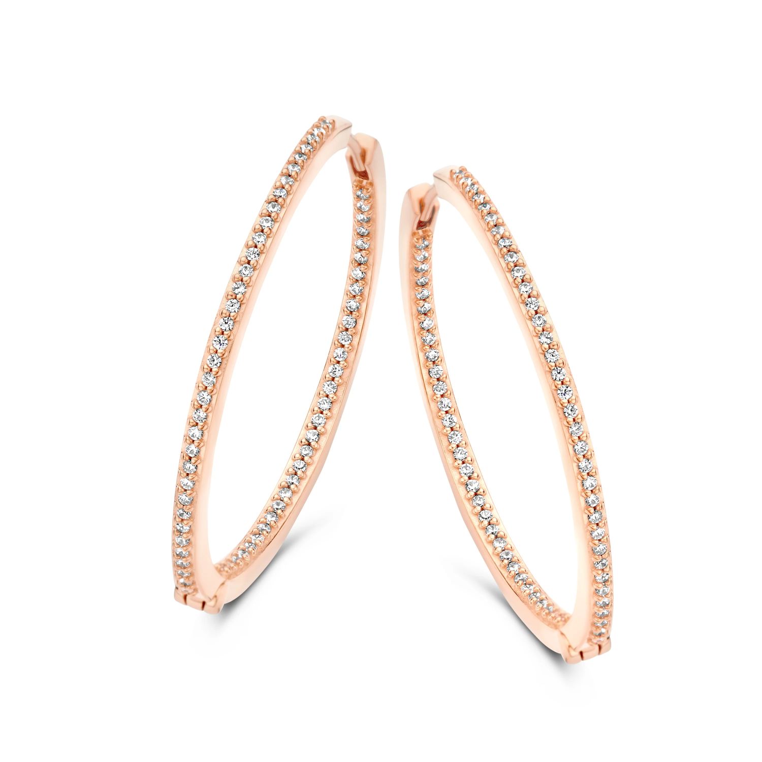 SpiritIcons Passion Creolen Ø 35,2mm Roségold Zirkonia, 925 Silber Damen Ohrschmuck