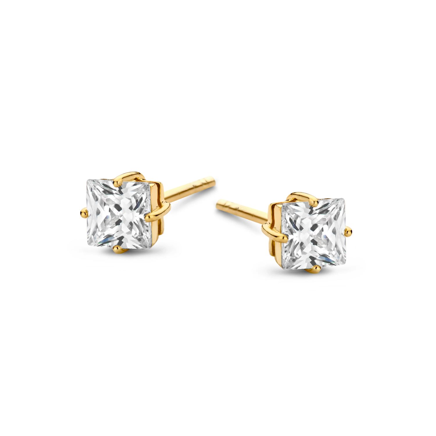 SpiritIcons Cassiopeia Ohrstecker für Damen, 925 Silber vergoldet, 4,8mm, Zirkonia