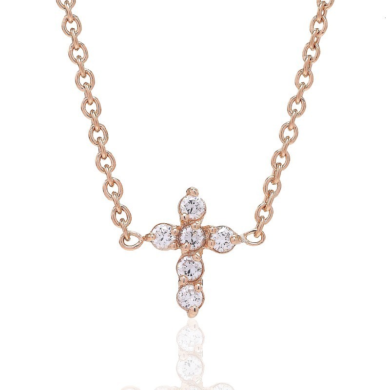 Schmidt Damen Kette mit Kreuz-Anhänger, Zirkonia, Edelstahl roségold, 42 cm