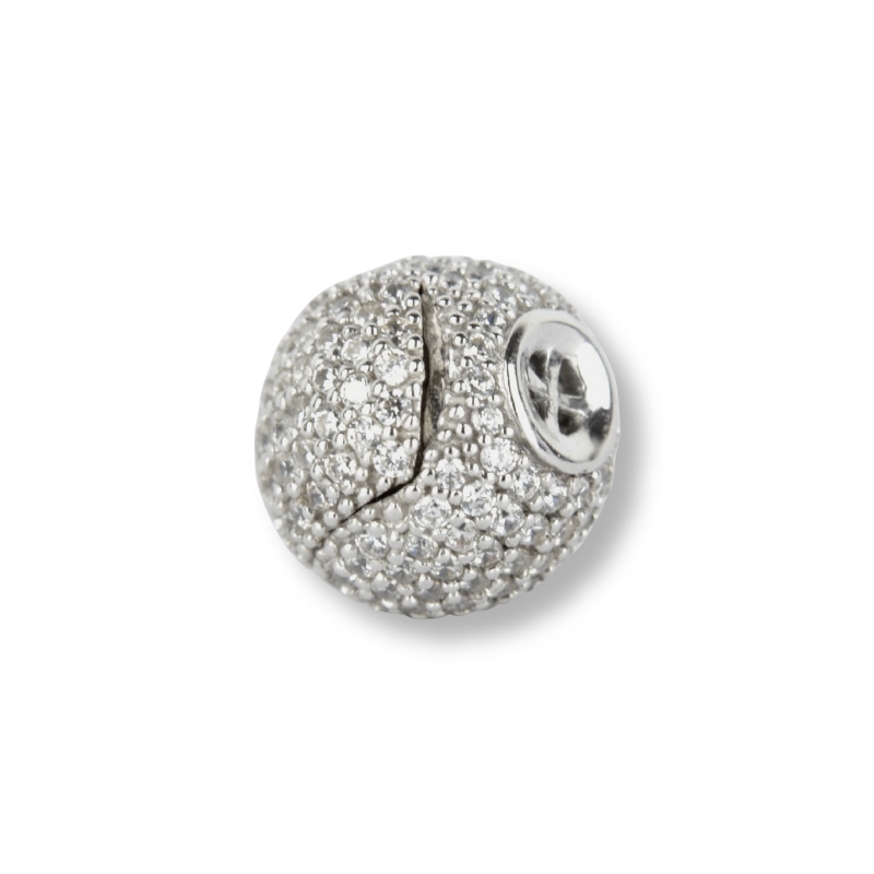 Schmidt Magnetschließe für Damen, 925 Silber, 10mm, Zirkonia, silberfarben