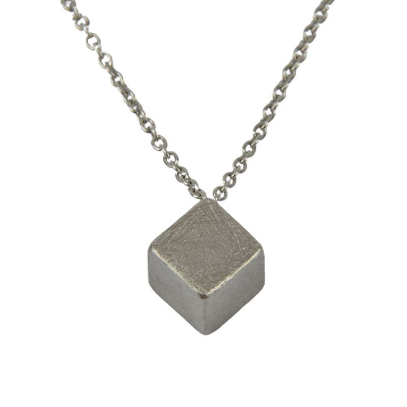 Kadó Damen Kette mit Würfel Anhänger, teilweise vergoldet, Edelstahl, 40-45cm