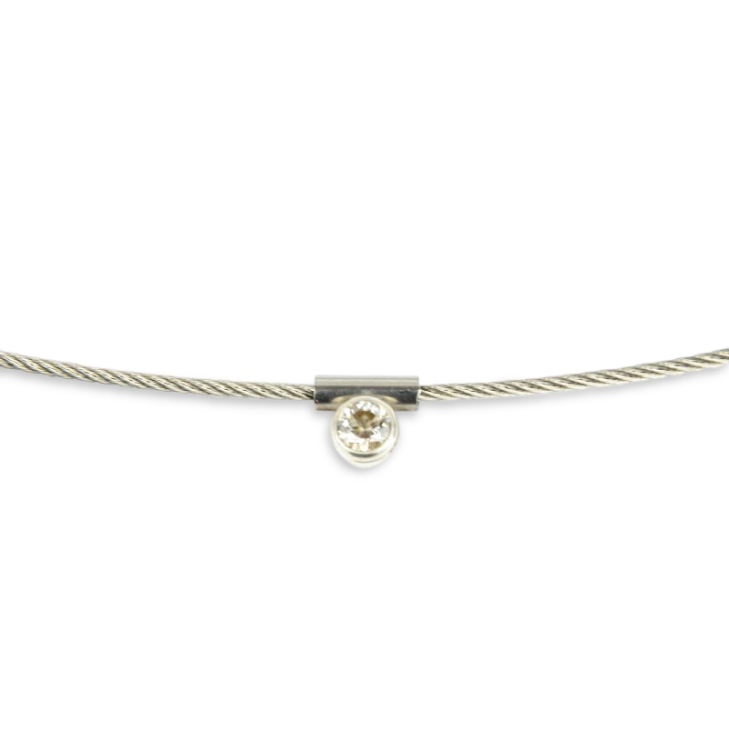 Kadó Damen Halskette aus Edelstahl mit Zirkonia, silber, 40cm Länge
