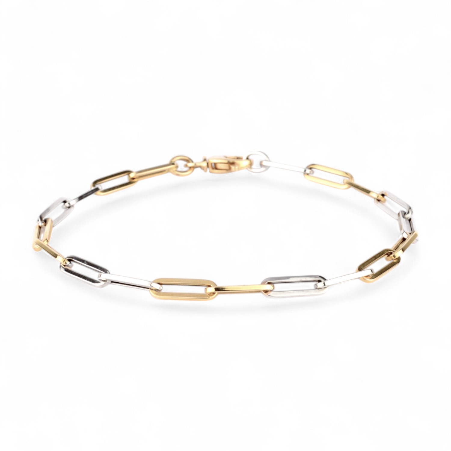 Schmidt Armband für Damen, 585 Gold Zweifarbig Gold/Silber, Karabiner, 19 cm