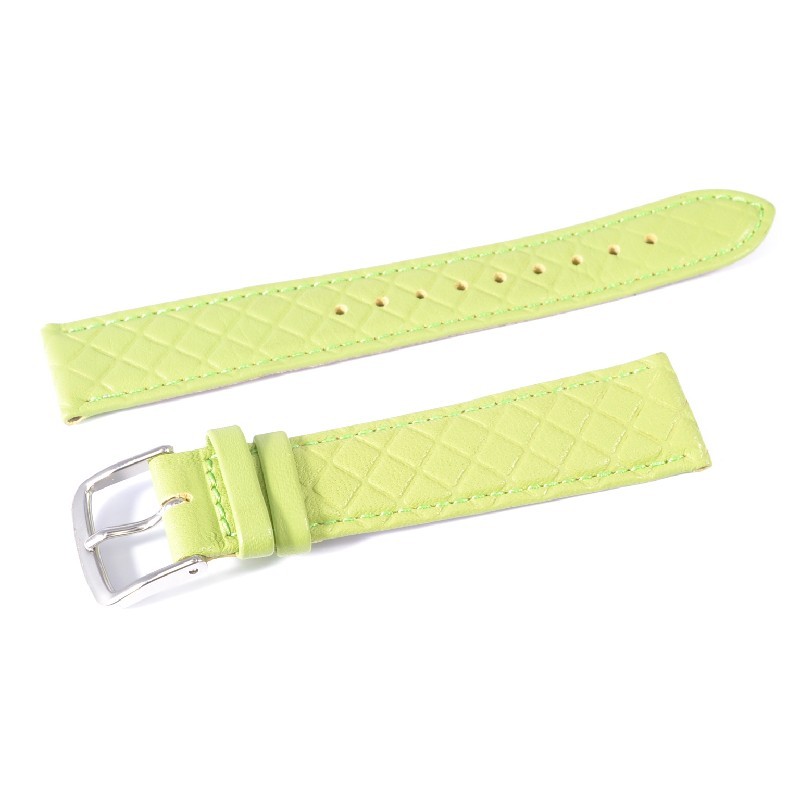 Schmidt MIAMI Damen Uhrenarmband 18mm, Leder, Rautenmuster, grün