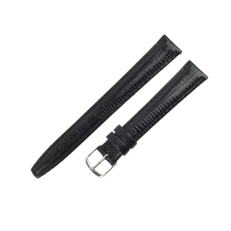 Schmidt Uhrenarmband für Damen in Schwarz, Leder, 14mm Anstoß, 12mm Schließe