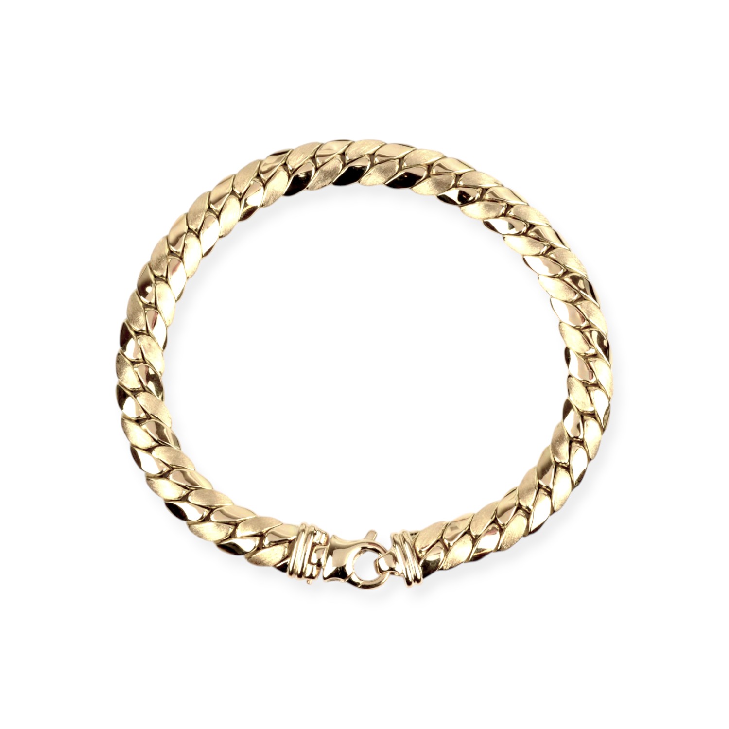 Schmidt Damen Armband 585 Gold, flach gewölbt, 19cm, Karabinerverschluss, goldfarben