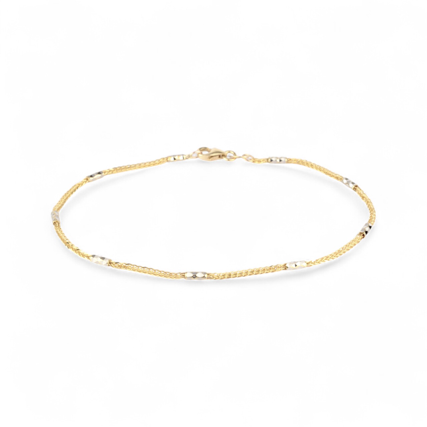 Schmidt Armband für Damen, 333 Gold & Weißgold, 18cm, zweifarbig mit Karabinerverschluss