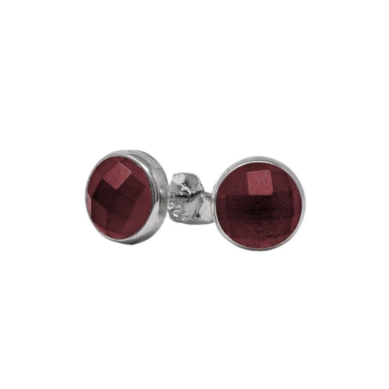 Monessa Ohrstecker für Damen, 925 Silber mit 7mm rotem Granat