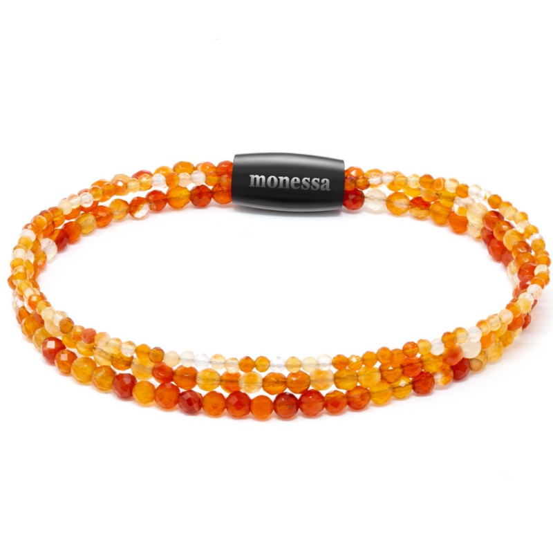 monessa Damen Armband mit orange Achat, Armschmuck, 19,5cm Länge