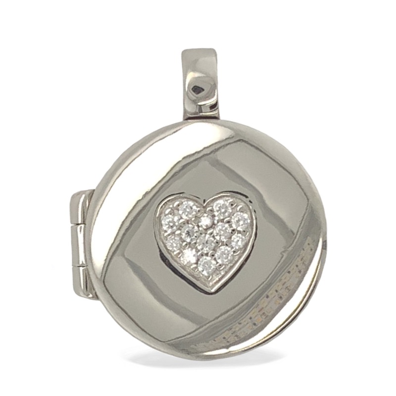 Schmidt Medaillon Herz Anhänger, 925 Silber mit Zirkonia, Ø 20mm, für Damen