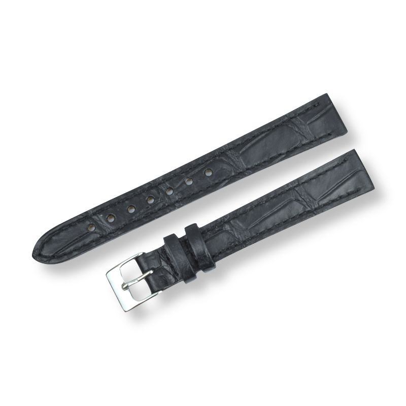 Schmidt Damen Uhrenarmband Italo-Krokoprägung Leder Schwarz 16mm Anstoßbreite