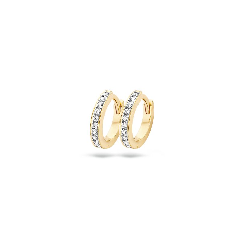 Creolen mit Zirkonia 585er Gelbgold und Weißgold