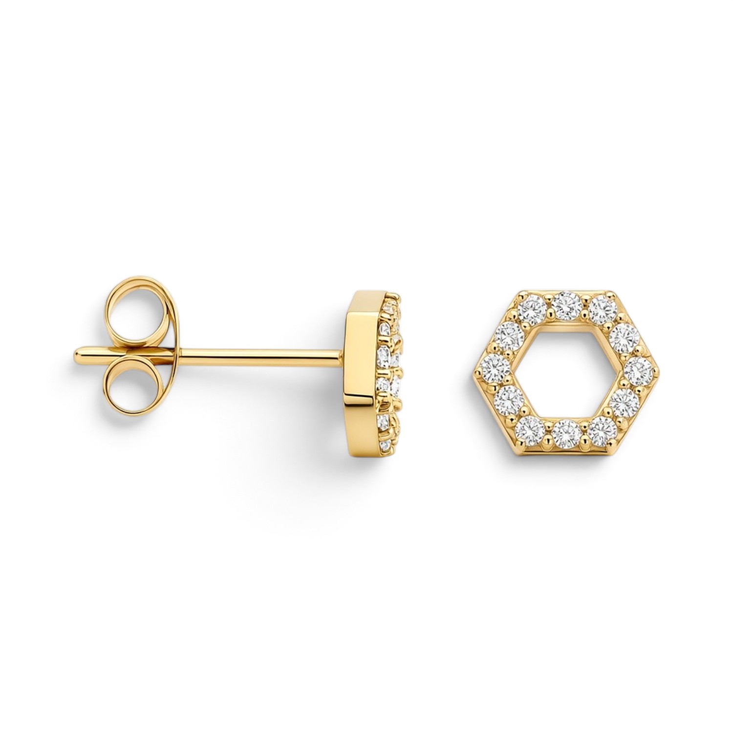 Blush Ohrstecker mit Pavé-Zirkonia, 585 Gold goldfarben, 5x5,6 mm – Damen