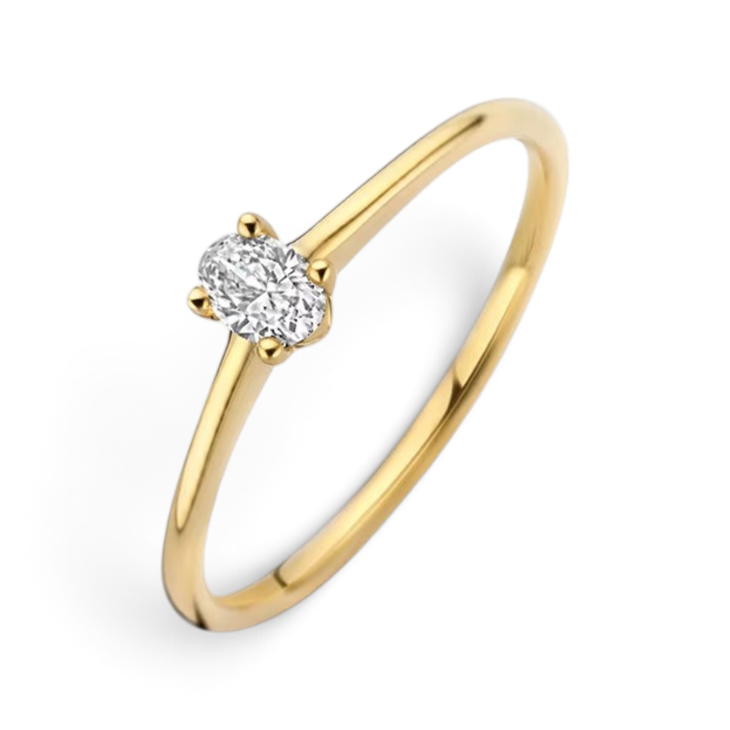 Blush Solitär Verlobungsring Damen 585 Gold mit 0,2 ct Lab Grown Diamant im Ovalschliff, Größe 56
