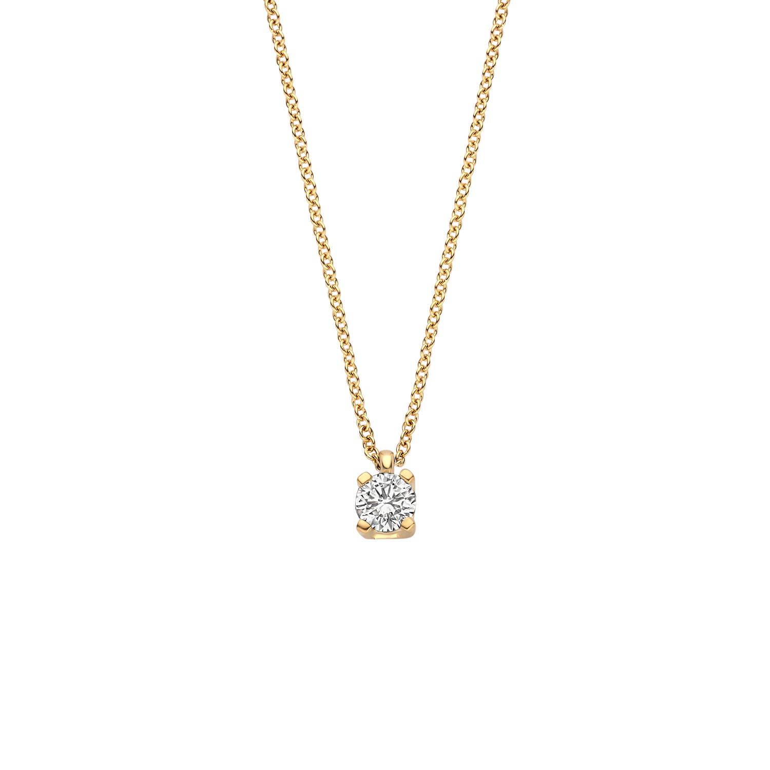 Blush Damen Gold-Kette 585 mit 0,15ct W Lab Diamant, Brillantschliff, 42cm