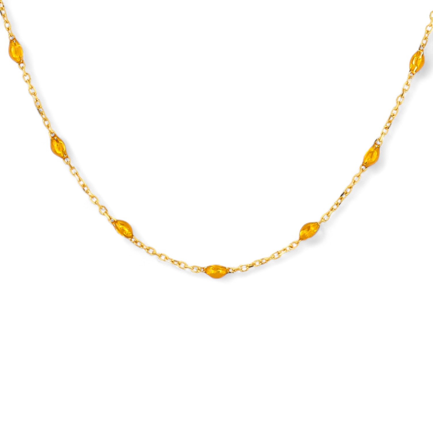 Kette Gelbgold mit Karamell Kunstharz