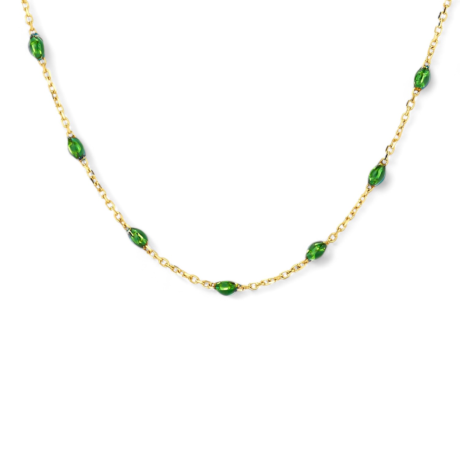 Kette Gelbgold mit Grün Kunstharz