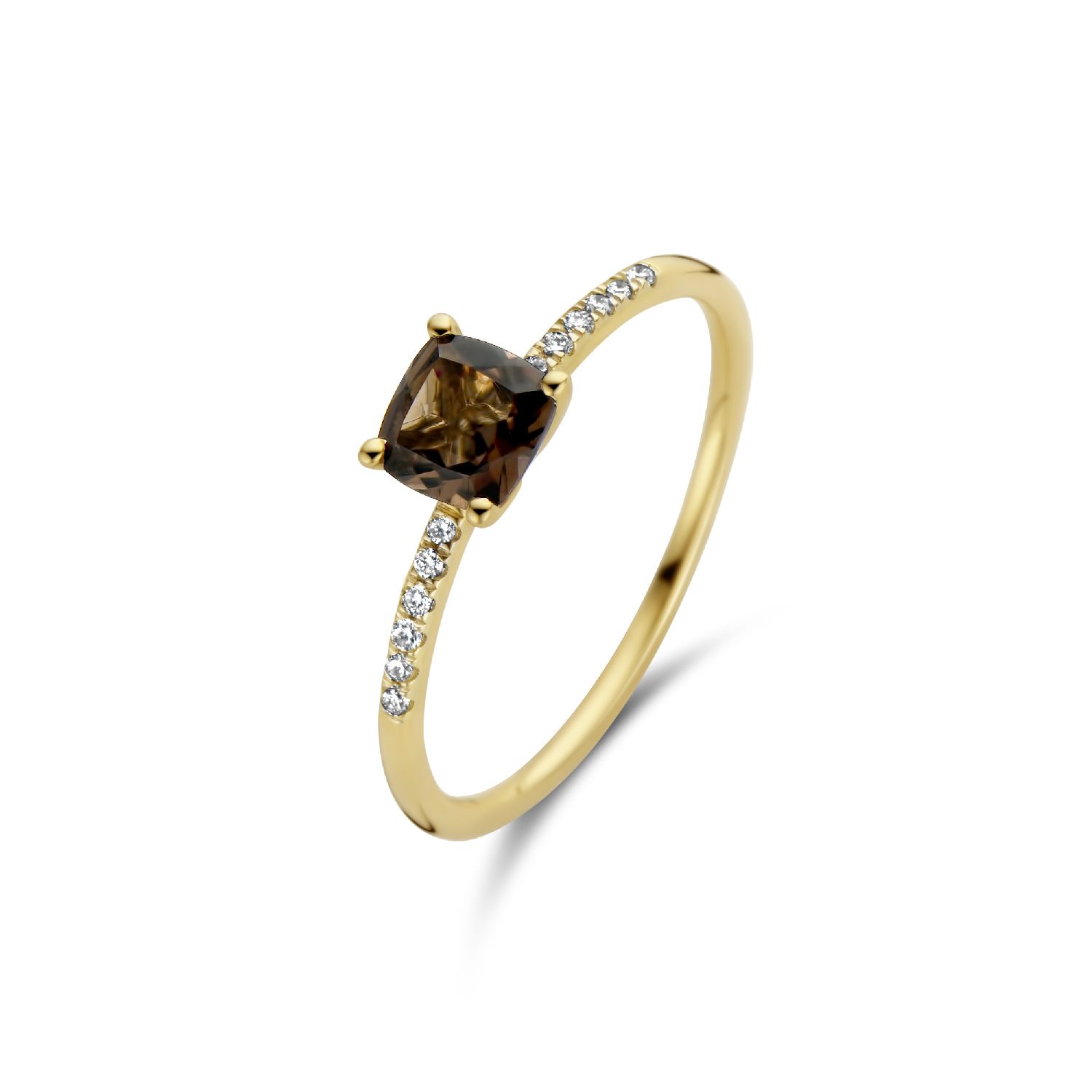 Ring mit Diamanten und Rauchquarz
