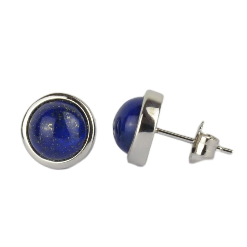 Schmidt Ohrstecker für Damen, 925 Silber mit Lapis, 10mm, silber & blau
