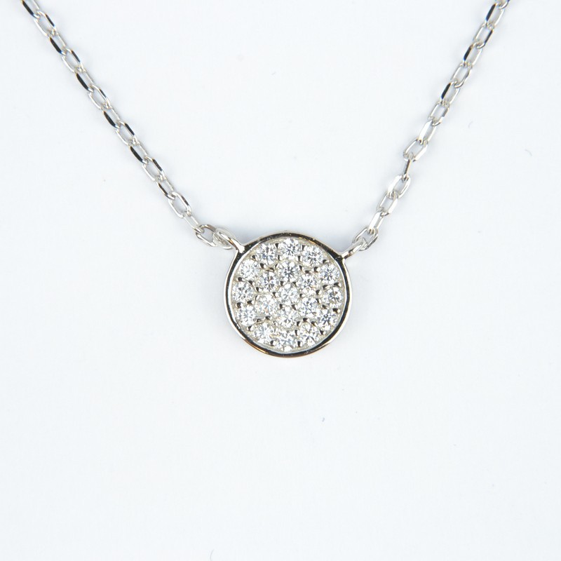 Schmidt Halskette Zirkonia 925 Silber, 7,4mm, Kettenlänge 40+5cm für Damen, Hauptfarbe Silber