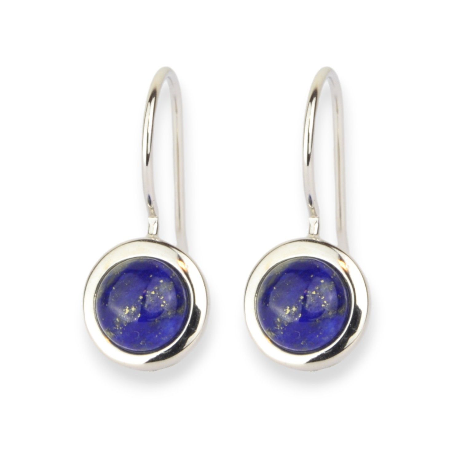 Schmidt Ohrhänger für Damen 925 Silber rhodiniert mit Lapis Lazuli, Ø 10,5mm