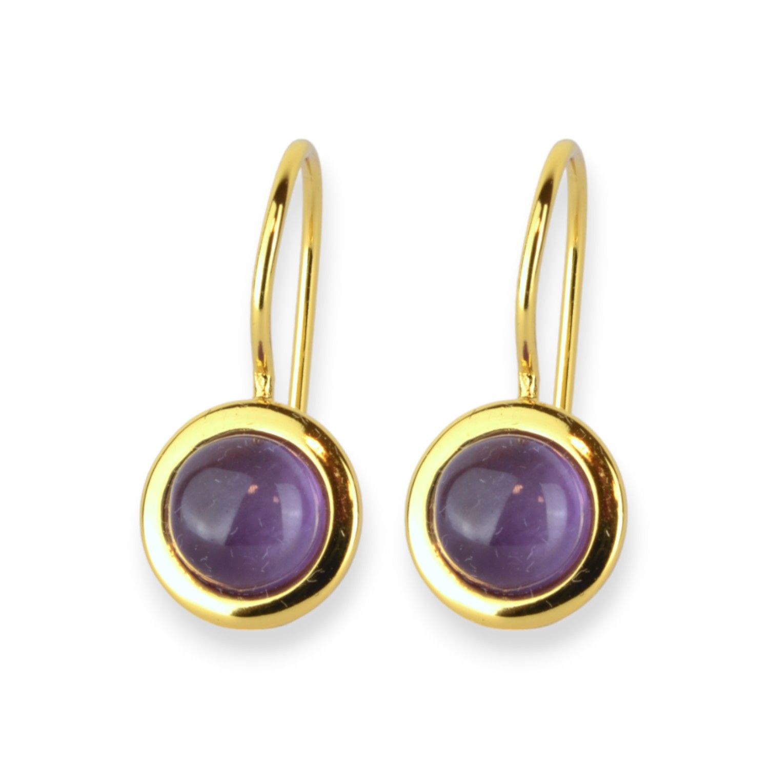 Schmidt Ohrhänger für Damen, vergoldetes Silber 925, Amethyst, gold & violett, Ø 10,5mm