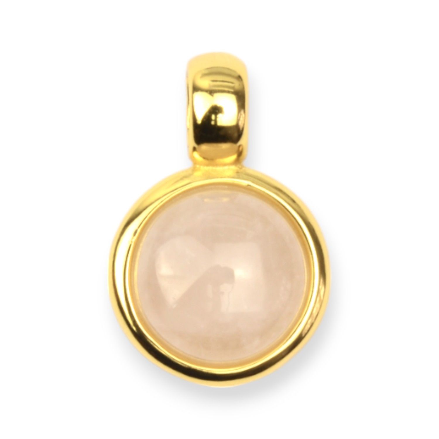 Schmidt Damen Anhänger 925 Silber vergoldet mit Rosenquarz, Ø 11,5mm, gold/rosa