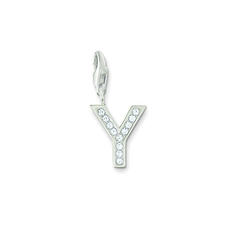 Thomas Sabo Charm Y Anhänger für Damen, 925 Silber mit Zirkonia, silber