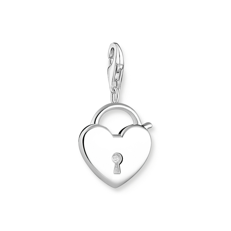 Thomas Sabo Charm-Anhänger Herzschloss, 925er Silber, silber, für Damen, 15x14mm
