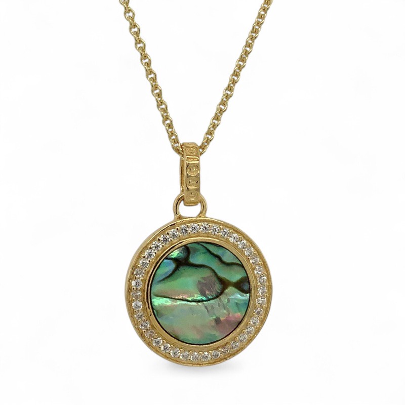 Schmidt Damen Kette, Goldfarben 925 Silber, Zirkonia, 42+3 cm Anhänger Ø 16,8mm
