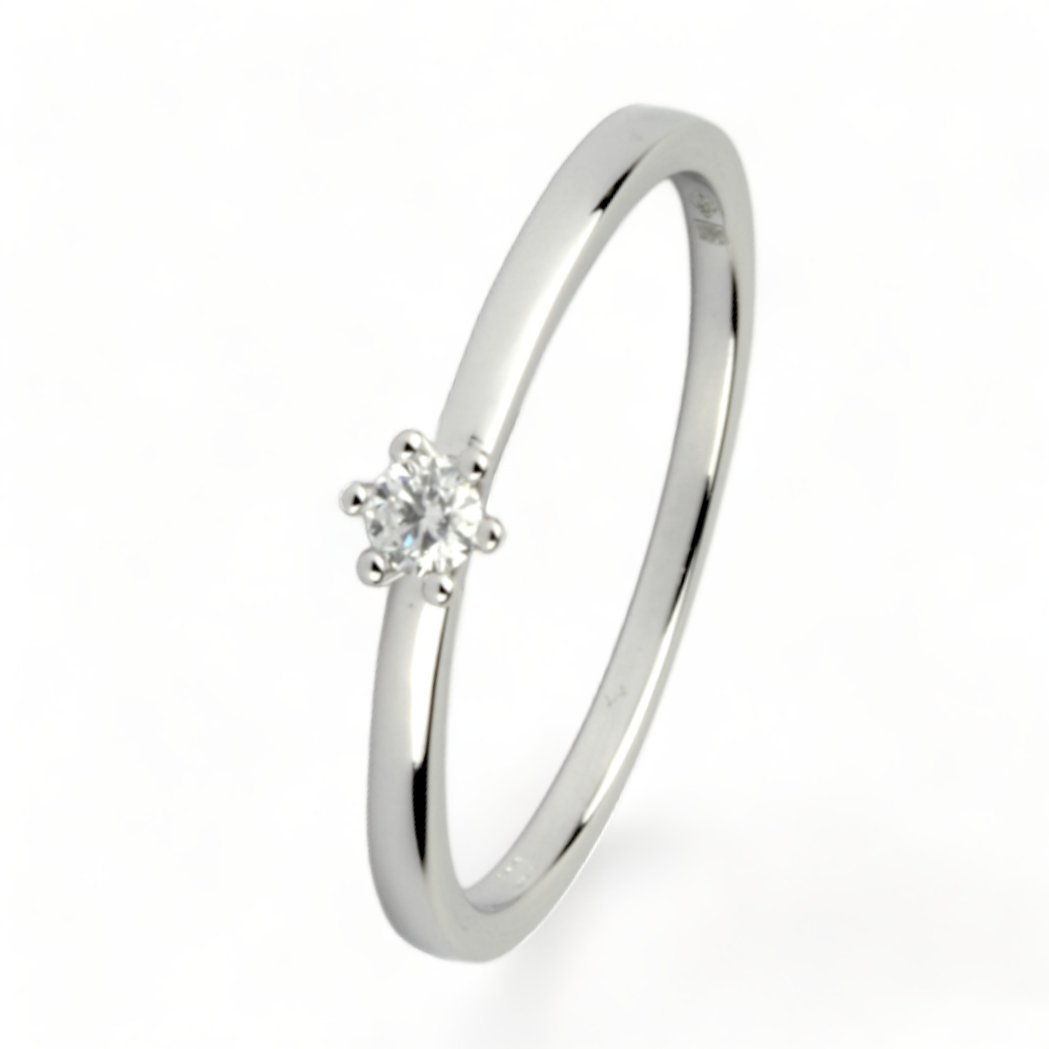Solitärring Weißgold mit Brillant 0.07ct