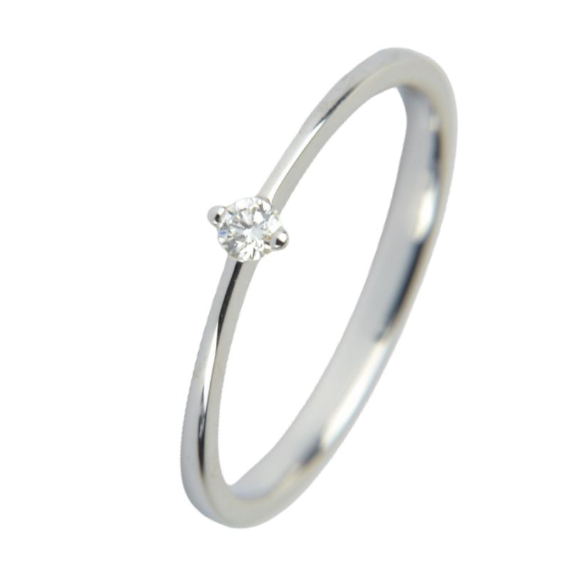 Schmidt Verlobungsring für Damen in Silber, 750 Gold mit 0,07 ct Brillant, Größe 54