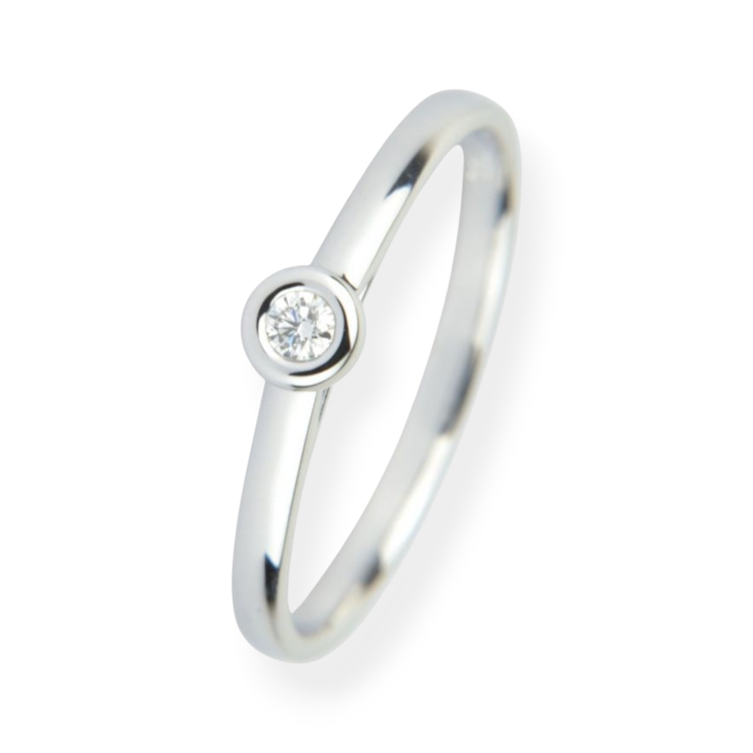 Schmidt Ring Weißgold 750 Verlobung Brilliant 0,05 ct, Damen Größe 54