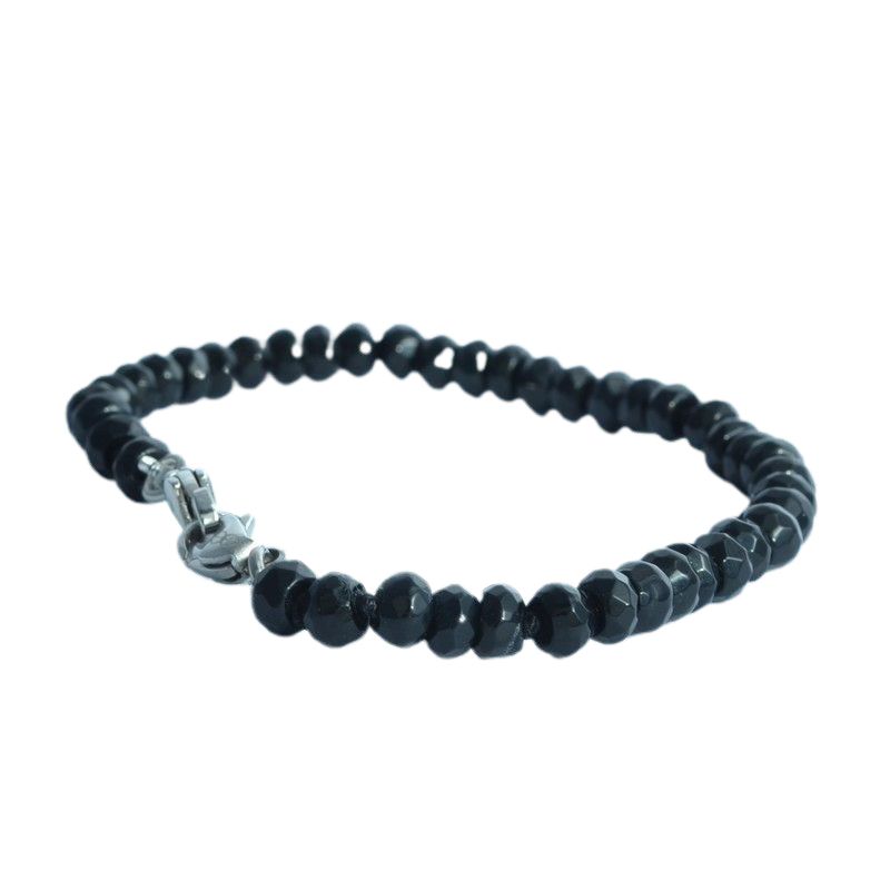 Schmidt Onyx Damen Armband, Edelstahl in Schwarz und Silber, 16cm