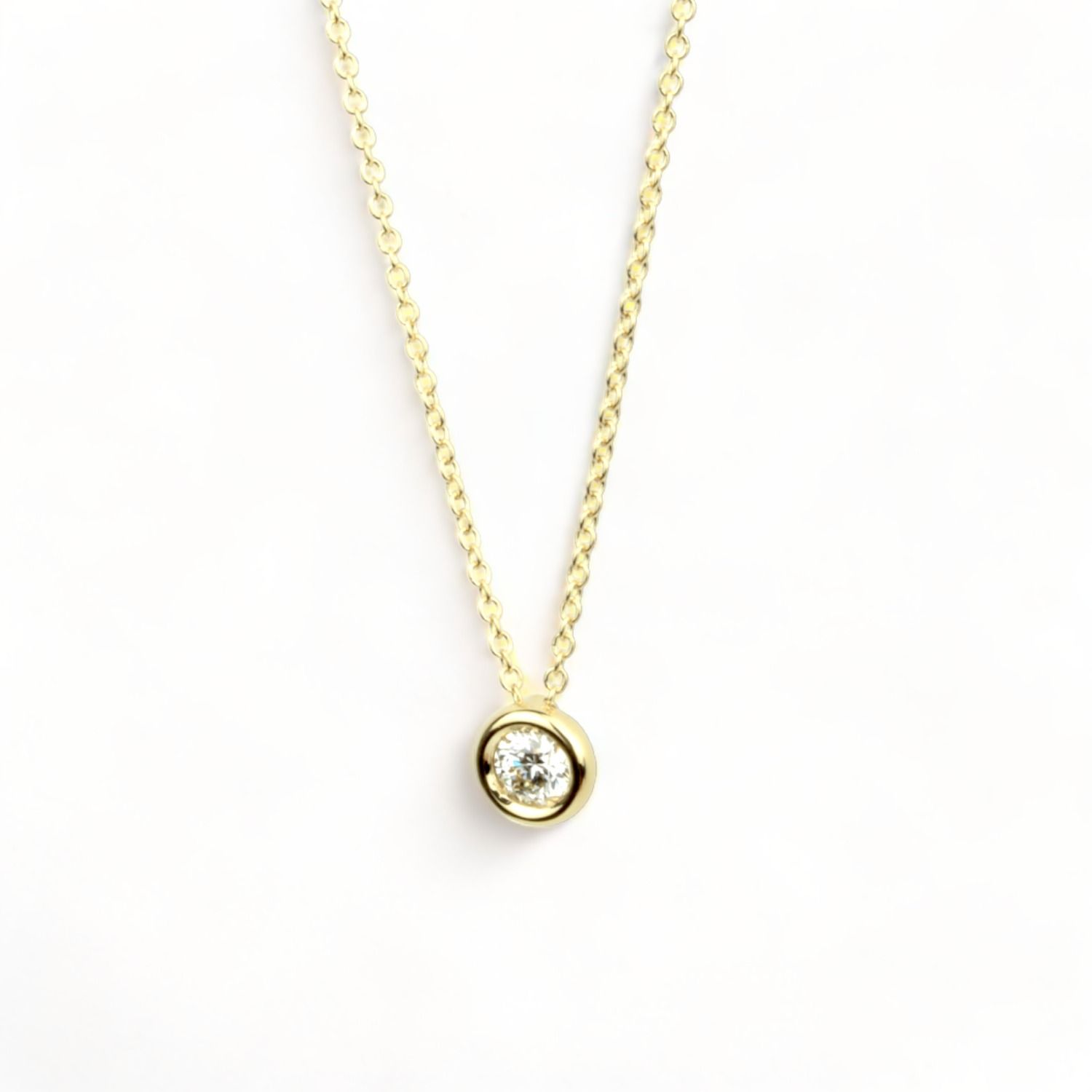 Schmidt Solitär Kette für Damen, 0,3ct Brillant Diamant, 750 Gold, 43cm