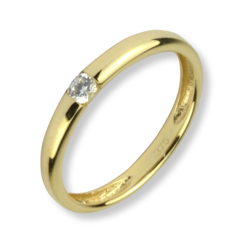 Schmidt Damen Verlobungsring 375 Gold mit Zirkonia, Größe 56, goldfarben