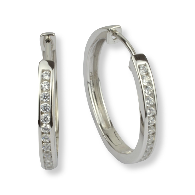 Schmidt Klappohrringe für Damen, 925 Silber mit Zirkonia, silberfarben