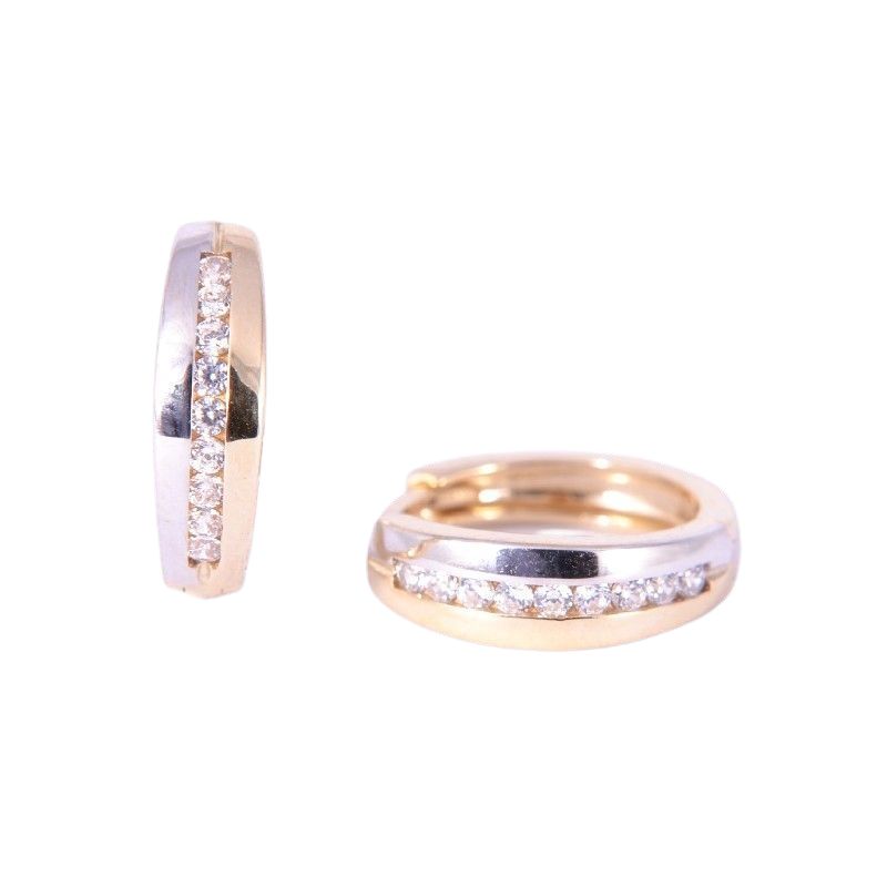 Schmidt Klappcreole für Damen, 375 Gold, 15mm, mit Zirkonia, goldfarben