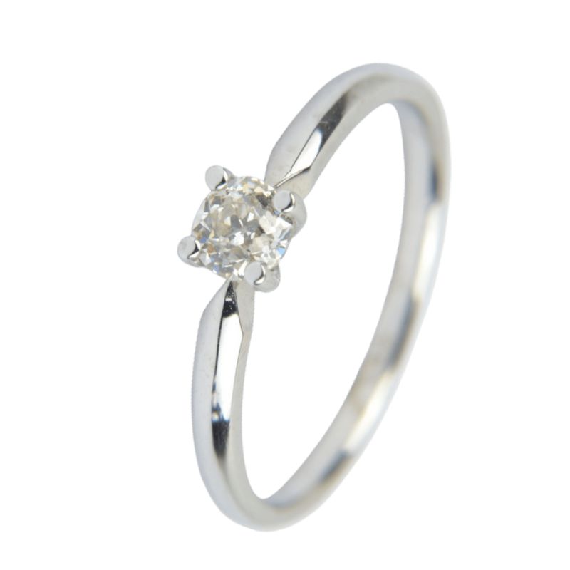Schmidt Solitärring Damen 585 Gold, 0,394 ct Brillant, Größe 54, silber