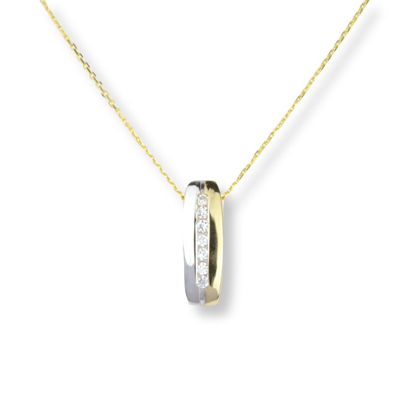 Schmidt Damen Anhänger mit Kette in Gold und Silber, Zirkonia, 375er Legierung, 45cm