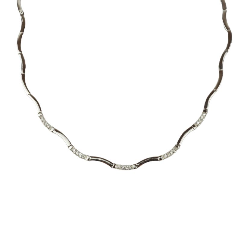 Schmidt Collier Wellenform 925 Silber mit Zirkonia, 43cm Kette für Damen - Silber