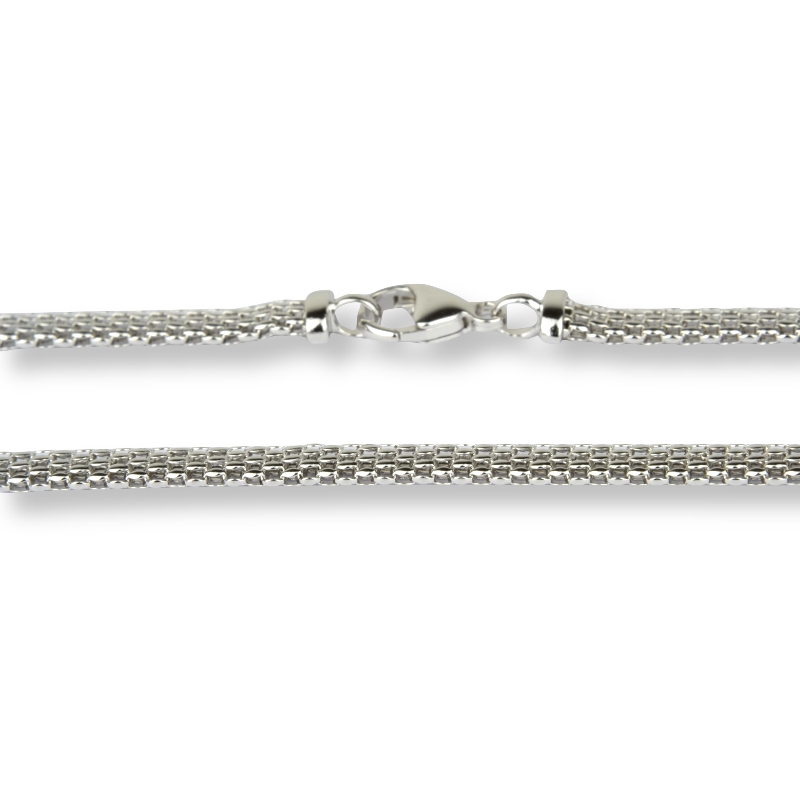 Schmidt Mesh-Collier aus 925 Silber für Damen, 45cm, Hauptfarbe Silber