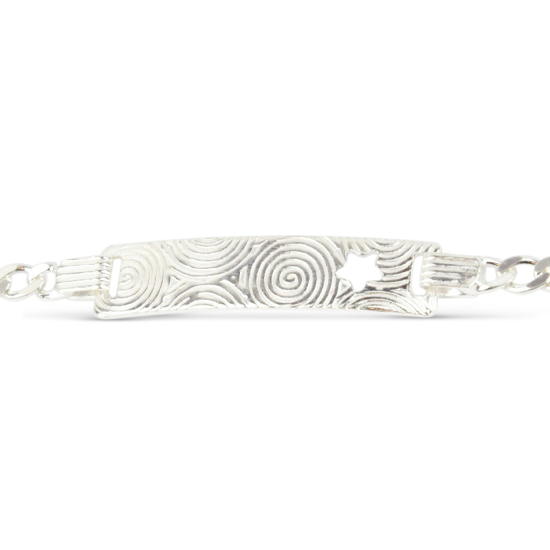 Schmidt ID Band Armband für Damen, 925 Silber, 18cm Länge, Silberfarben